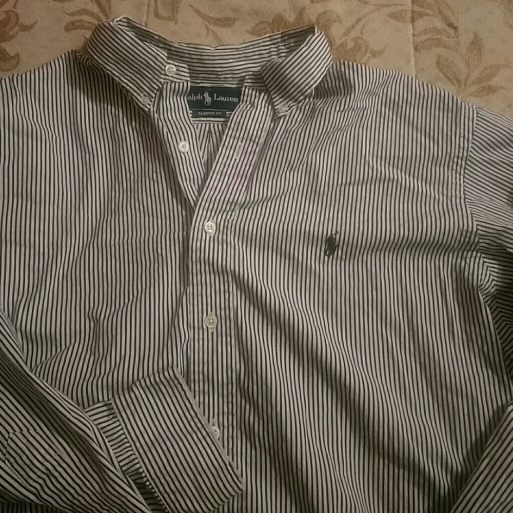 Black and White Striped Ralph Lauren Button Down